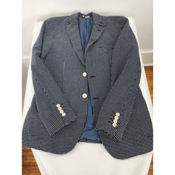 Navy & White Gingham Check Blazer Jacket - Picture 16 of 16